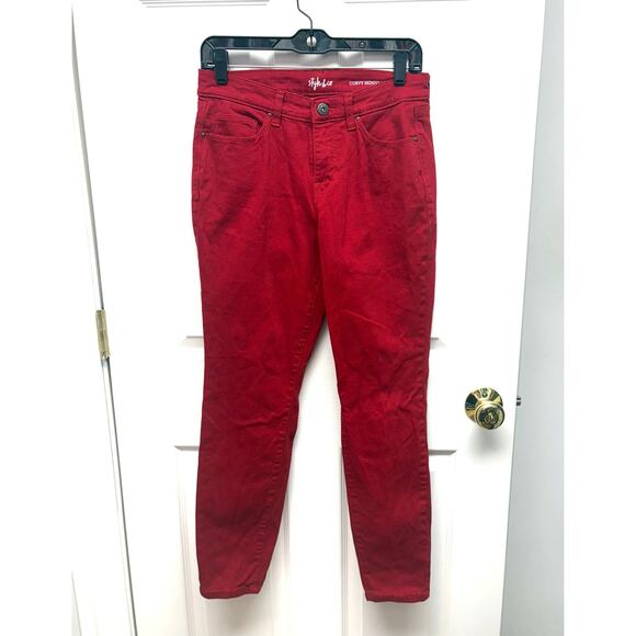 NY Style & Co Red Jeans, Curvy Skinny Leg, Women's Size 4 - Picture 1 of 4